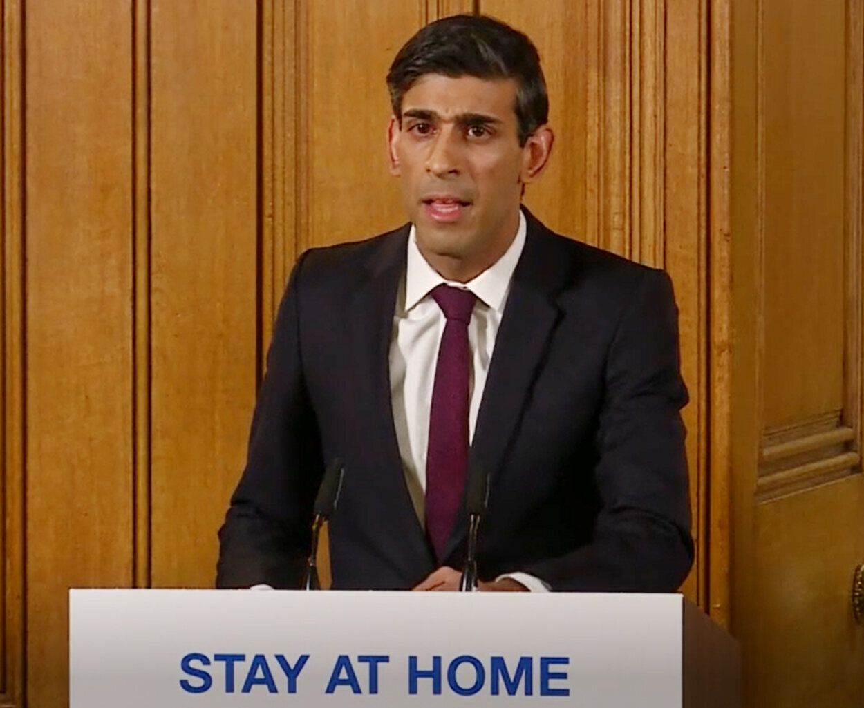A screen-grab of Chancellor Rishi Sunak speaking at a media briefing in Downing Street, London, on coronavirus (COVID-19).