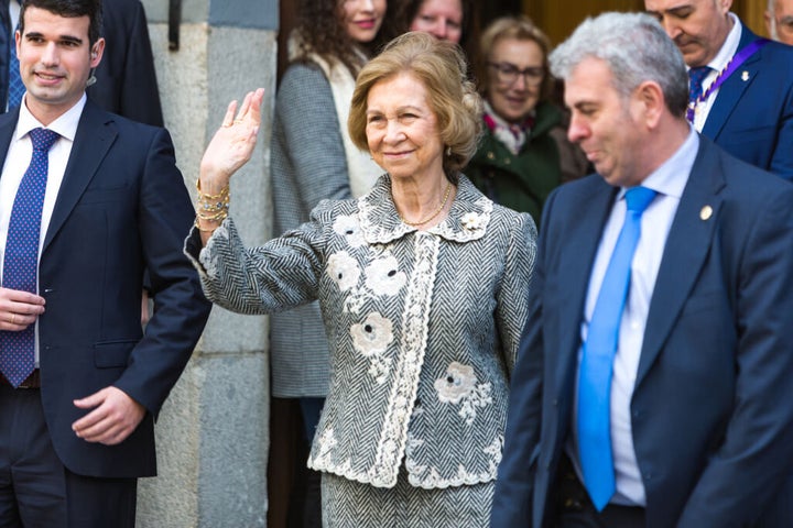 La Reina emérita en el besapié del Cristo de Medinaceli en Madrid.