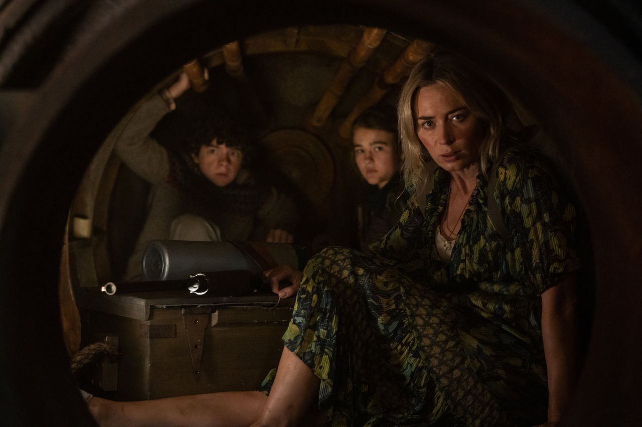 Noah Jupe, left, Millicent Simmonds and Emily Blunt in "A Quiet Place Part II."