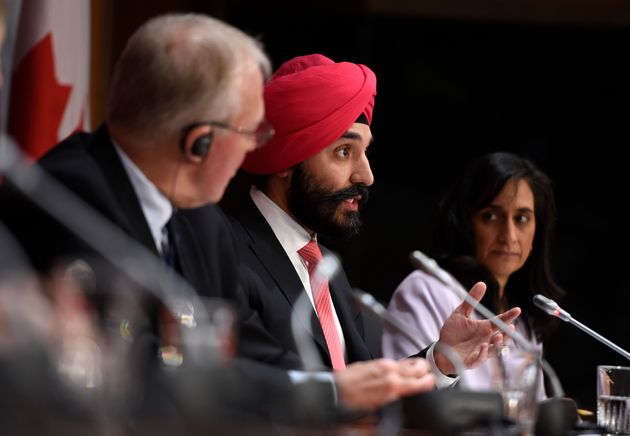 Innovation Minister Navdeep Bains speaks during a press conference on COVID-19 in West Block on Parliament Hill on March 20, 2020. 