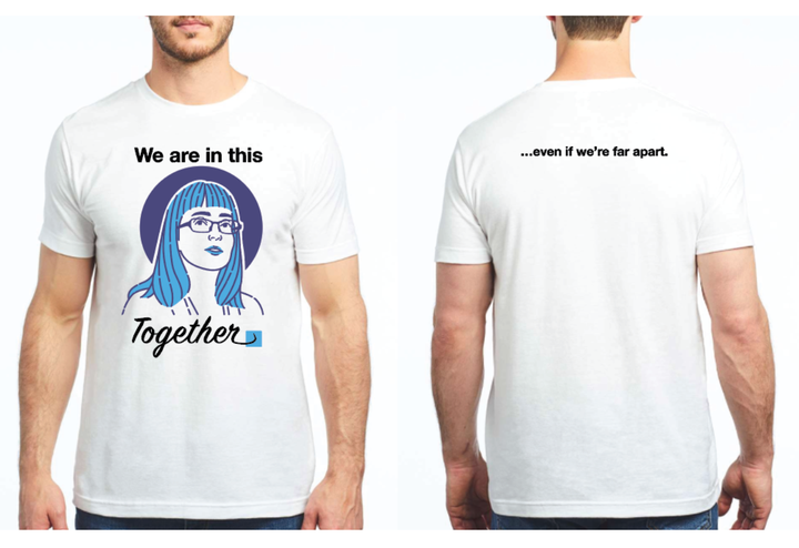A shirt being sold to raise money for the Calgary Food Bank, featuring the image of Alberta chief medical officer of health Dr. Deena Hinshaw.