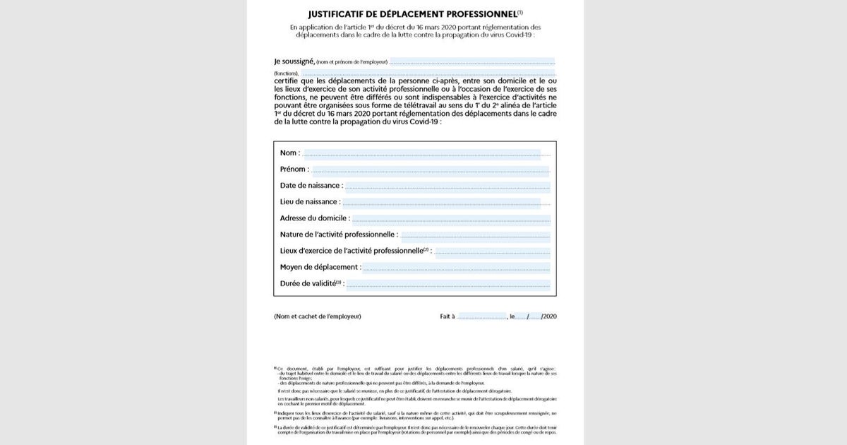 Si Vous Avez Une Attestation De Deplacement Professionnel