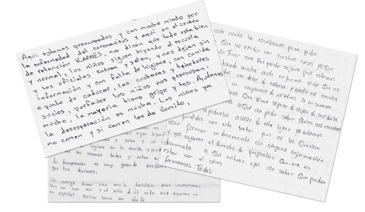 Letters from immigrants at the Karnes County Residential Center, obtained by HuffPost.