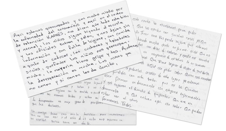 Letters from immigrants at the Karnes County Residential Center, obtained by HuffPost. 