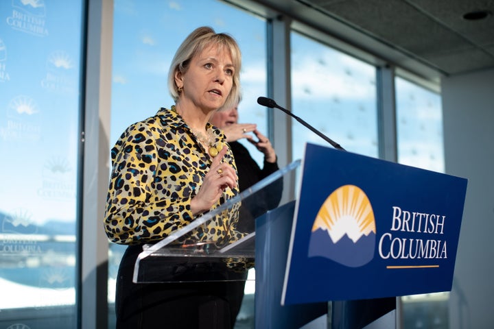 British Columbia provincial health officer Dr. Bonnie Henry speaks during a news conference regarding the novel coronavirus COVID-19, in Vancouver on March 14, 2020. 