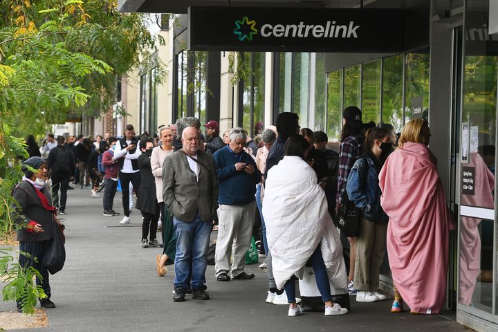 Thousands of people lined up again on Tuesday at Centrelinks around Australia. 