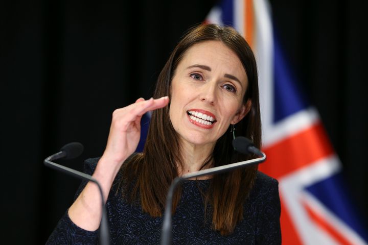 Prime Minister Jacinda Ardern speaks to media during a press conference at Parliament on March 23, 2020 in Wellington, New Zealand. (Photo by Hagen Hopkins/Getty Images)