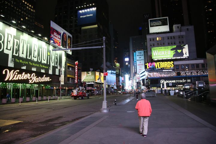 3月19日に撮影されたニューヨークのタイムズスクエア