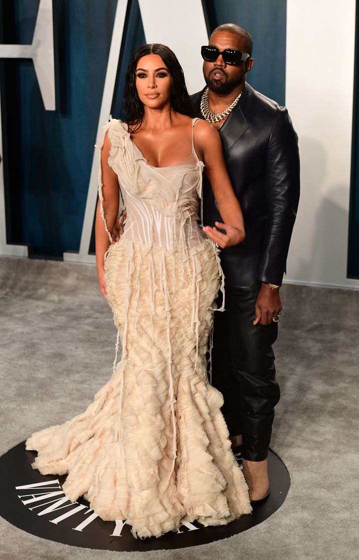 Kim and Kanye at an Oscars after party last month