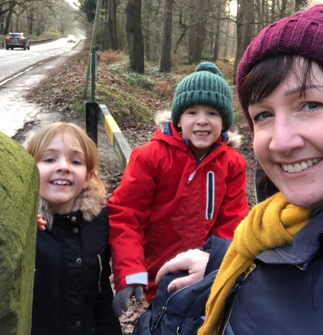 Hannah Graham with her nine-year-old daughter Charlotte and son Matthew, six, 