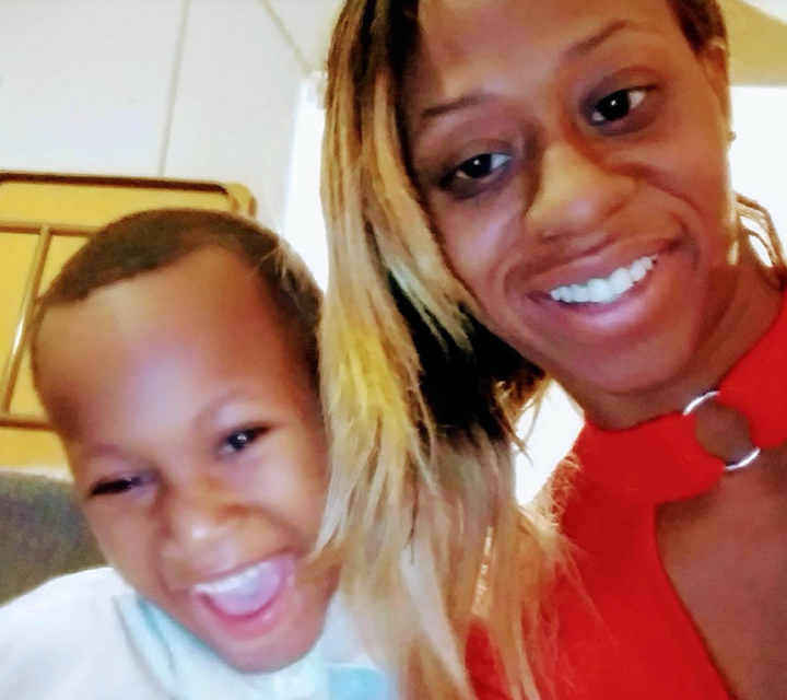 Kenyal Braswell with one of her sons.