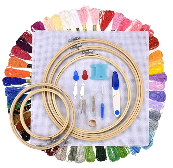 Full range of embroidery starter kit with all the tools you need to complete your first project.