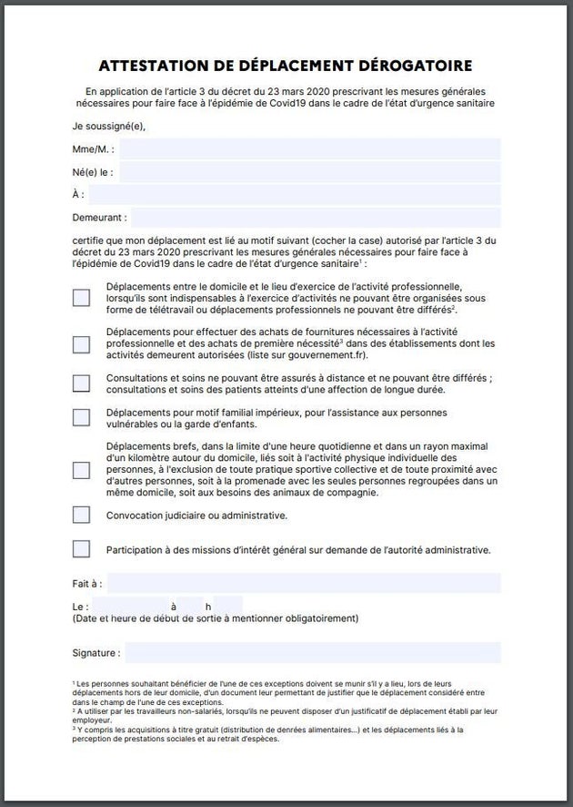 Coronavirus Voici La Nouvelle Attestation De Deplacement En France Le Huffpost Coronavirus Voici La Nouvelle Attestation De Deplacement En France Le Huffpost