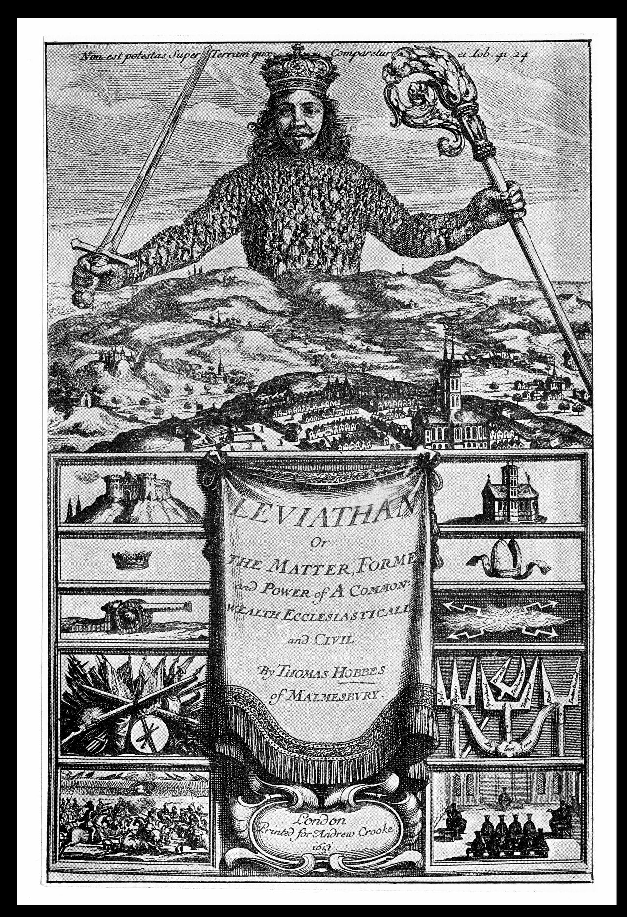 Εξώφυλλο του Λεβιάθαν (Leviathan or the Matter, Form and Power of a Commonwealth Ecclesiastical and Civil, 1651) αποτελεί έργο του Βρεταννού φιλοσόφου Thomas Hobbes  engraving by Abraham Bosse. (Photo by Stefano Bianchetti/Corbis via Getty Images) (Photo by Universal History Archive/Getty Images)