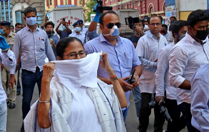 Chief Minister of West Bengal Mamata Banerjee along Kolkata Police Commissioner Anuj Sharma visits hospitals in Kolkata on Tuesday. 