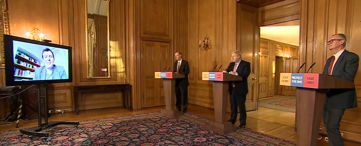 Chief Medical Officer Chris Whitty, Prime Minister Boris Johnson and Chief Scientific Adviser Sir Patrick Vallance.
