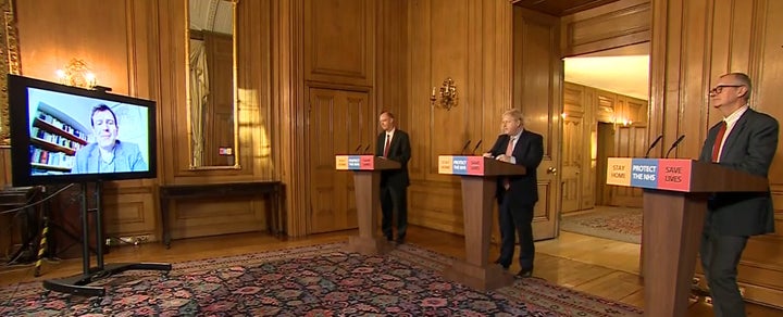 Chief Medical Officer Chris Whitty, Prime Minister Boris Johnson and Chief Scientific Adviser Sir Patrick Vallance.