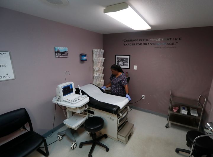 Marva Sadler prepares the operating room at the Whole Woman's Health clinic in Fort Worth, Texas, on Sept. 4, 2019. 