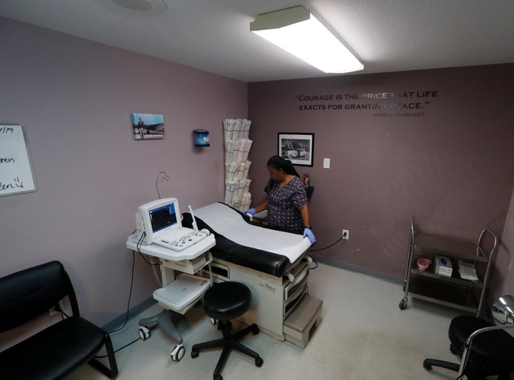 Marva Sadler prepares the operating room at the Whole Woman's Health clinic in Fort Worth, Texas, on Sept. 4, 2019.