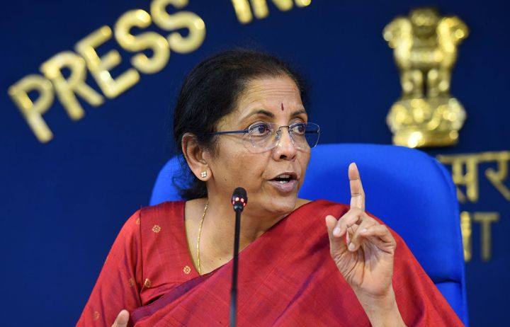 Union Minister Nirmala Sitharaman speaks to media on Cabinet decisions, at PIB Conference Hall, Shastri Bhawan on March 4, 2020 in New Delhi.