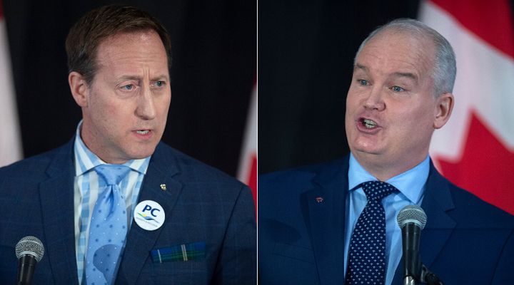 Conservative leadership candidates Peter MacKay and Erin O'Toole are shown in a composite image of photos from The Canadian Press.