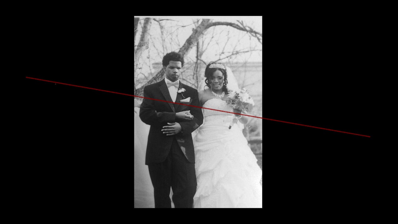 Sixteen-year-old Jaylen Barker walking his mother, Malaika Canada, down the aisle in 2014.