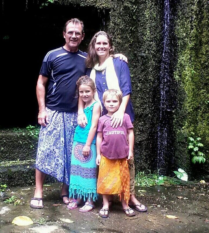 Michael, Kate, Abigail and Henry at Pura Gunung Kawi in Bali, Indonesia, in January.