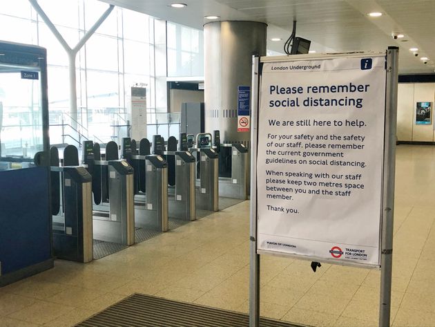 A sign at an entrance to the Underground station.