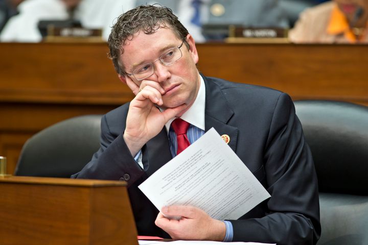 Rep. Thomas Massie (R-Ky.) during a House Oversight Committee hearing on Capitol Hill in Washington. 