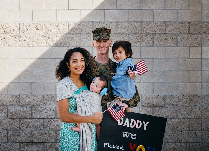 Ryan, Noelle, Nolan and Austin Boyer reunite after Ryan's deployment in November 2019.