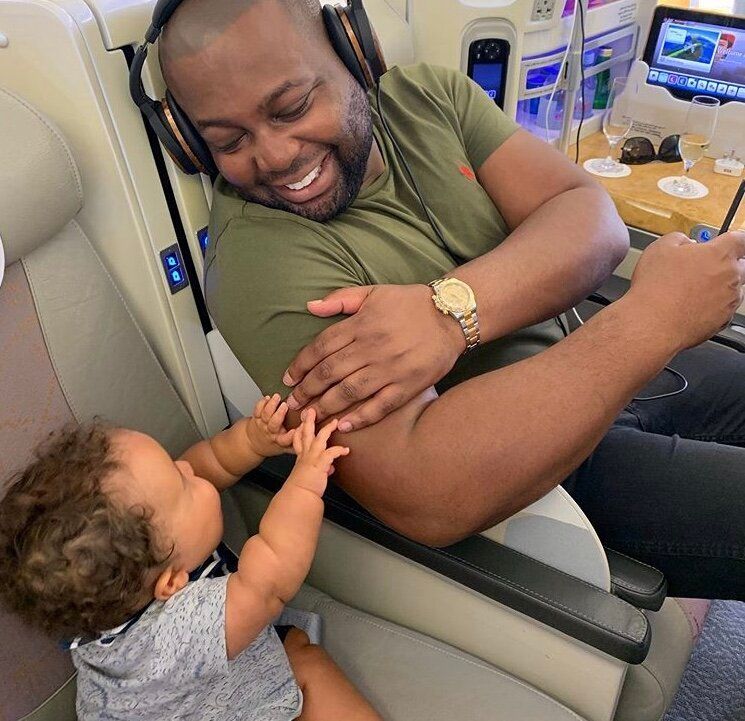 Dr Tijion Esho with his 15-month-old son Roman