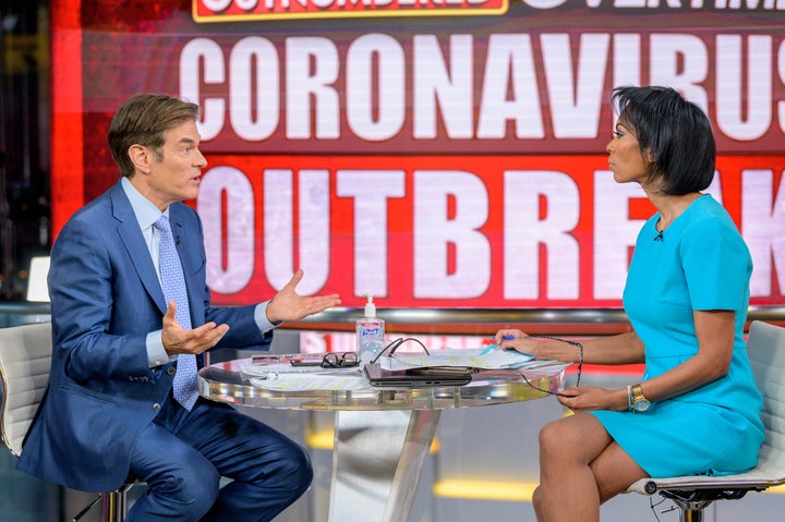 Dr. Oz with host Harris Faulkner as he visits "Outnumbered Overtime" on March 9, 2020, in New York City. 