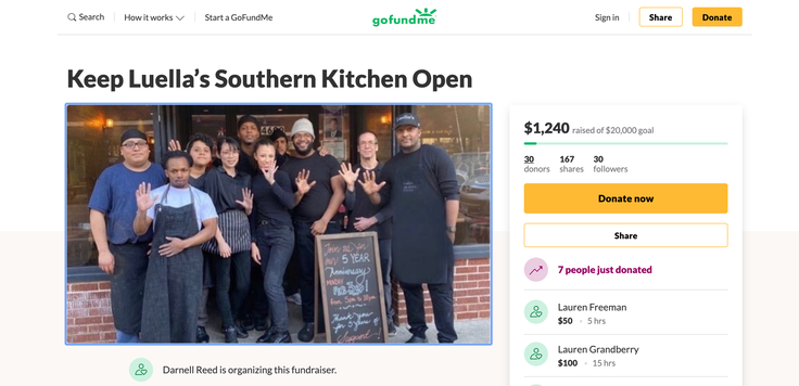 Darnell Reed has set up a GoFundMe to help keep his restaurant in business.