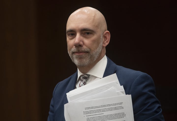 Parliamentary Budget Officer Yves Giroux waits to appear before the Commons finance committee on Parliament Hill in Ottawa on March 10, 2020. 