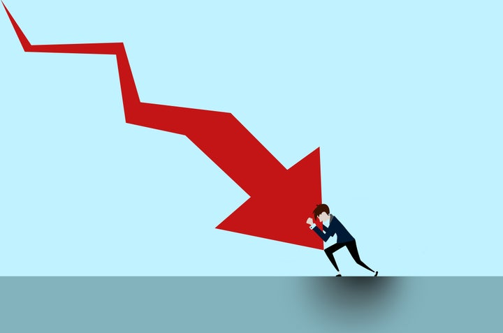 graphical description depicting struggle to stop an economic recession.