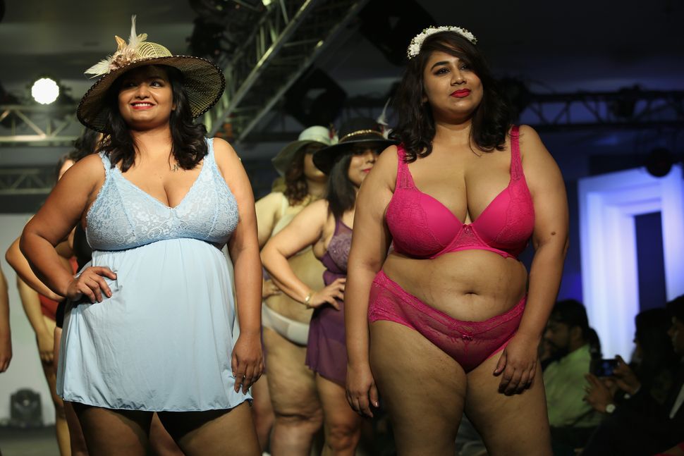 MUMBAI, INDIA - FEBRUARY 23: Models walk the runway during the Parfait Lingerie plus size fashion show at JW Marriott on February 23, 2019 in Mumbai, India. (Photo by Chirag Wakaskar/Getty Images)