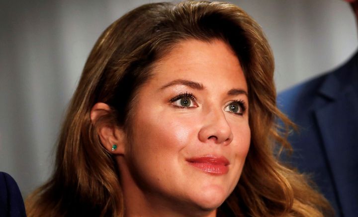 Sophie Grégoire Trudeau appears at a rally for her husband, Prime Minister Justin Trudeau, on Oct. 11, 2019, in Burnaby, B.C. The mother of three says she has received a "clear bill of health" after testing positive for COVID-19 on March 12.