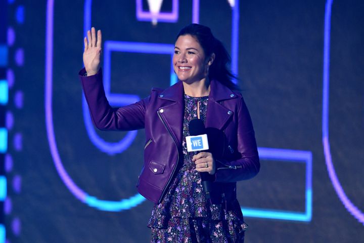 LONDON, ENGLAND - MARCH 04: Sophie Gregoire Trudeau on stage during WE Day UK 2020 at The SSE Arena, Wembley on March 04, 2020 in London, England. (Photo by Gareth Cattermole/Getty Images)