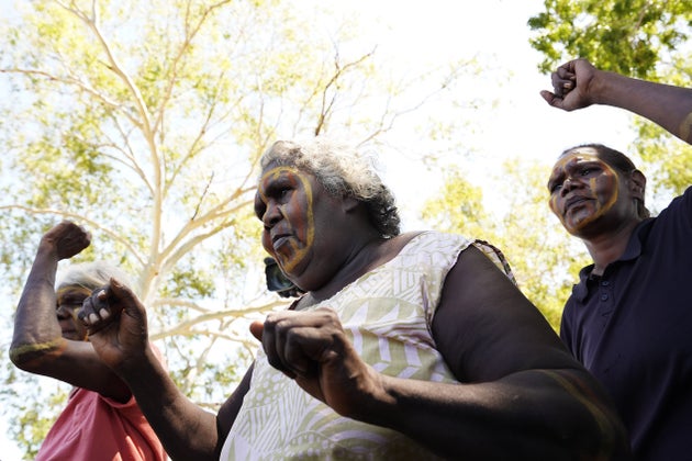 Indigenous dancers are seen during a community bbq on April 18, 2019. All travel to Indigenous communities is now restricted under new government law. 