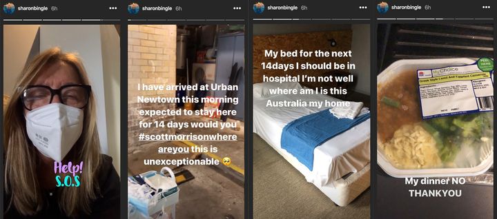 Lara Worthington's mother Sharon Bingle shared these snaps on her Instagram story and said "I need to be in hospital". 