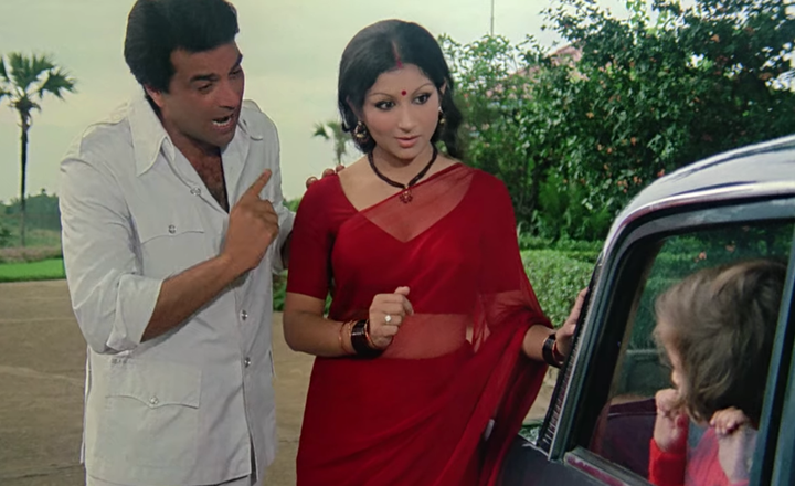 Dharmendra and Sharmila Tagore in 'Chupke Chupke'.