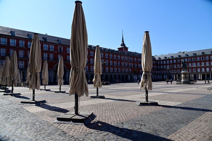 La plaza Mayor de Madrid, completamente vacía por el estado de alarma.