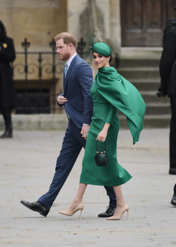 The Duke and Duchess of Sussex attend the Commonwealth Day service at Westminster Abbey on March 9 in London.