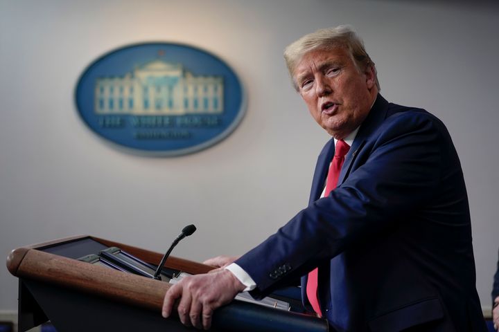 President Donald Trump, seen at a White House briefing last week, earned an approval rating of just 41% among his fellow New Yorkers for his handling of the coronavirus crisis.