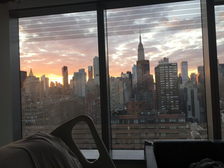 And then ― with its usual flair for the dramatic ― the city serves up a stunning sunset over the Manhattan skyline as seen from the ICU.