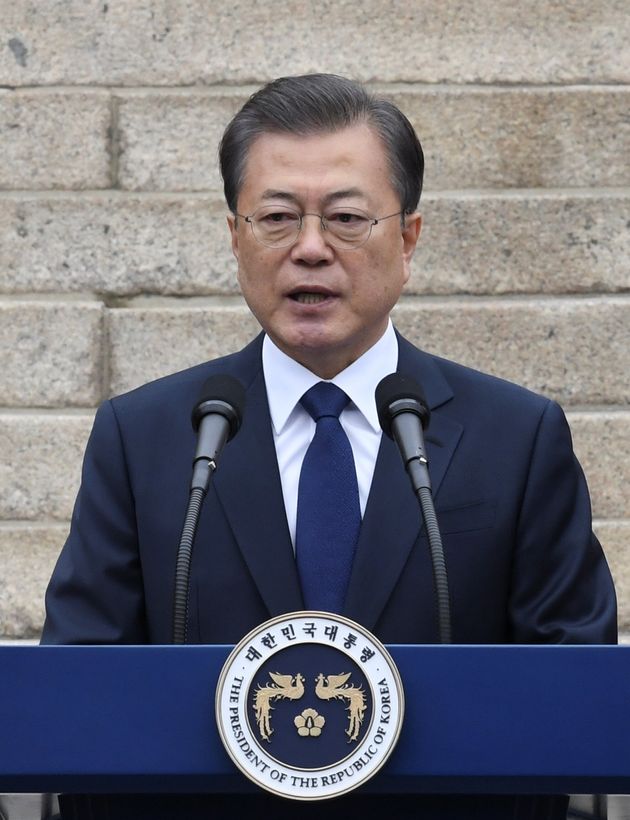 South Korea's President Moon Jae-in speaks during a ceremony marking the 101st anniversary of the March...