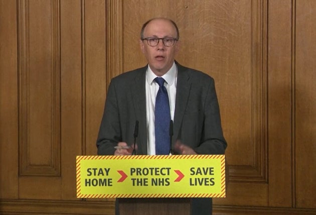 National Medical Director at NHS England Stephen Powis speaking Tuesday's daily press conference in Downing Street on coronavirus.