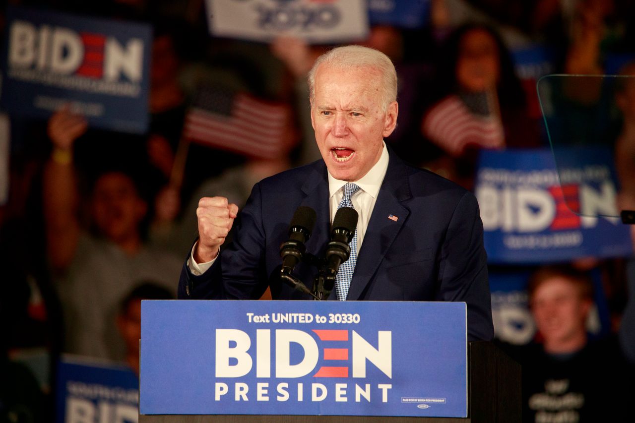 Joe Biden celebrates his win in the South Carolina primary on Feb. 29. Several of Sanders' advisers wanted him to contrast his record with Biden's earlier and more consistently.