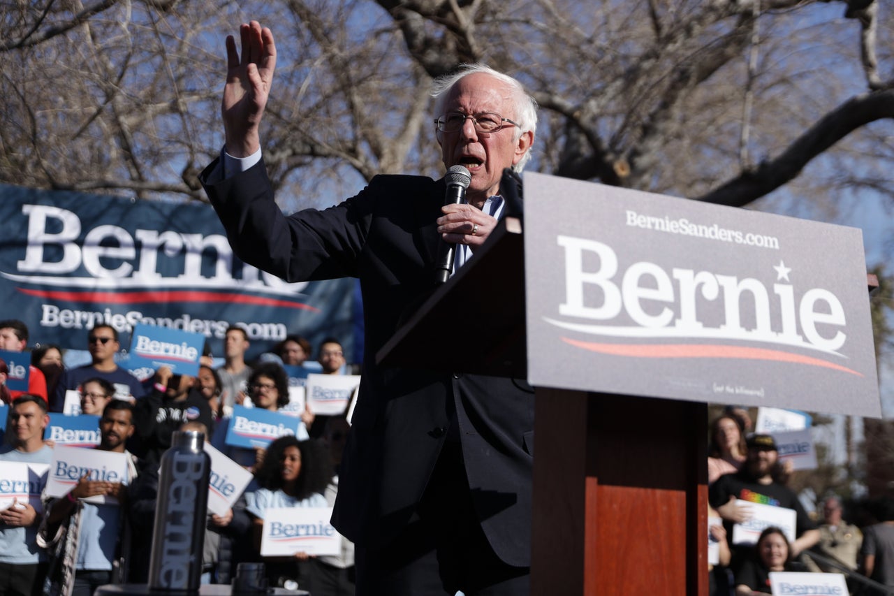 Sen. Bernie Sanders (I-Vt.) addresses students at the University of Nevada, Las Vegas. He maintained his edge with young voters, but failed to make inroads with other groups.