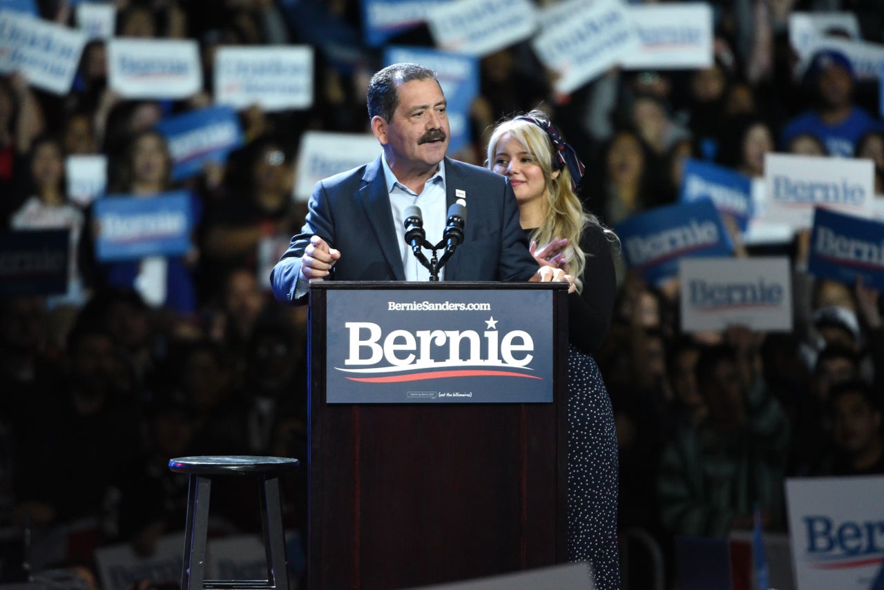 Rep. Jesús "Chuy" Garcia (D-Ill.) speaks at a Sanders rally in Los Angeles. Despite Sanders' strong Latino support, only two Latino members of Congress endorsed him.